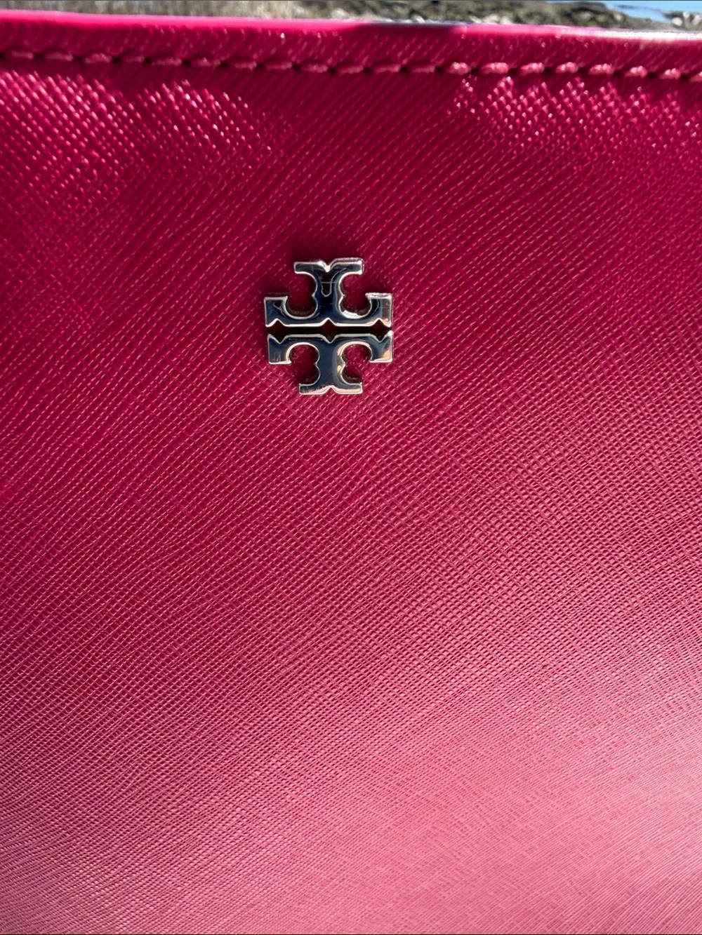 Tory Burch Magenta Leather Tote with Double Straps - Picture 7 of 16